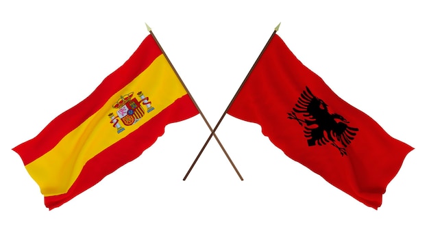 Achtergrond voor ontwerpers illustratoren Nationale Onafhankelijkheidsdag Vlaggen Spanje en Albanië