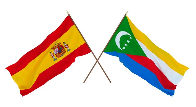 Achtergrond voor ontwerpers illustratoren Nationale Onafhankelijkheidsdag Vlaggen Spanje en Comoren