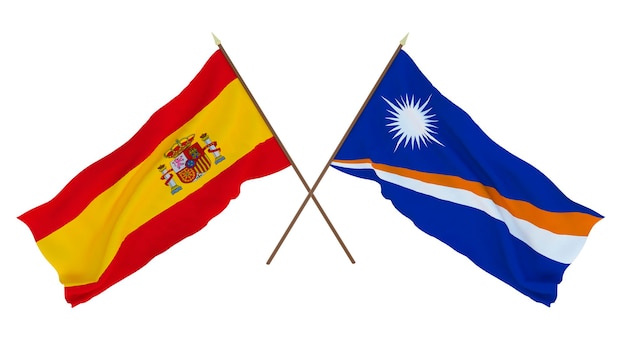 Achtergrond voor ontwerpers illustratoren Nationale Onafhankelijkheidsdag Vlaggen Spanje en Marshalleilanden