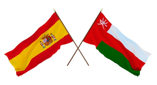 Achtergrond voor ontwerpers illustratoren Nationale Onafhankelijkheidsdag Vlaggen Spanje en Oman