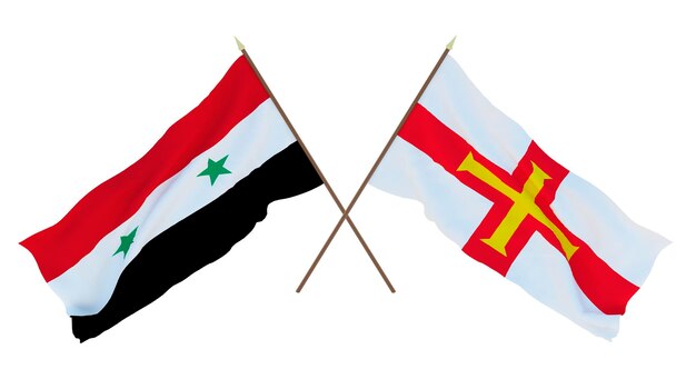Achtergrond voor ontwerpers illustratoren Nationale onafhankelijkheidsdag Vlaggen Syrië en baljuwschap van Guernsey