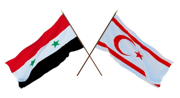 Achtergrond voor ontwerpers illustratoren Nationale Onafhankelijkheidsdag Vlaggen Syrië en de Turkse Republiek Noord-Cyprus