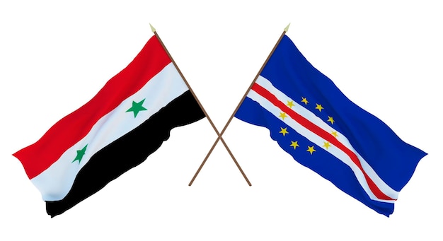 Achtergrond voor ontwerpers illustratoren Nationale Onafhankelijkheidsdag Vlaggen Syrië en Kaapverdië