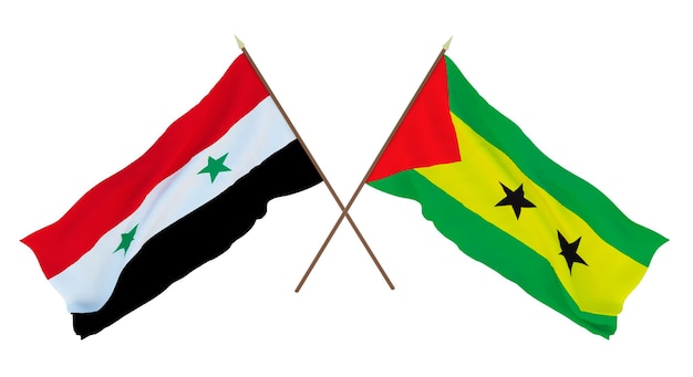Achtergrond voor ontwerpers illustratoren Nationale Onafhankelijkheidsdag Vlaggen Syrië en Sao Tomé en Principe