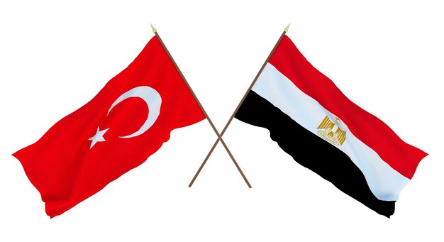 Achtergrond voor ontwerpers illustratoren Nationale Onafhankelijkheidsdag Vlaggen Turkije en Egypte