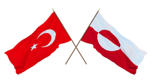 Achtergrond voor ontwerpers illustratoren Nationale Onafhankelijkheidsdag Vlaggen Turkije en Groenland