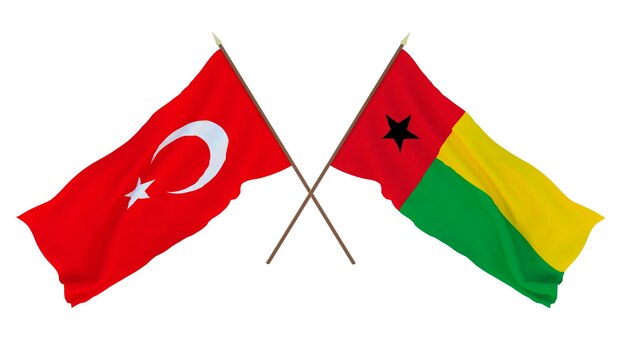 Achtergrond voor ontwerpers illustratoren Nationale Onafhankelijkheidsdag Vlaggen Turkije en Guinee-Bissau