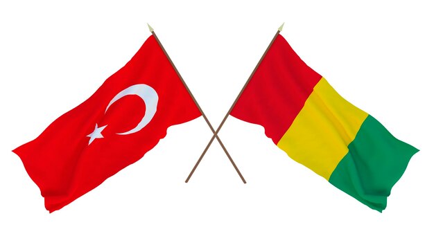 Achtergrond voor ontwerpers illustratoren Nationale Onafhankelijkheidsdag Vlaggen Turkije en Guinee