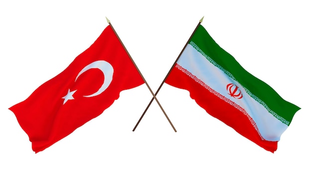 Achtergrond voor ontwerpers illustratoren Nationale Onafhankelijkheidsdag Vlaggen Turkije en Iran