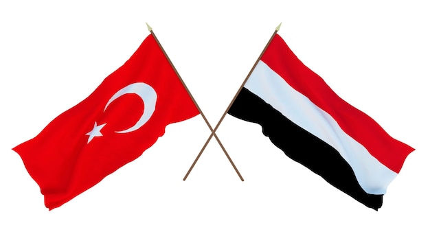Achtergrond voor ontwerpers illustratoren Nationale Onafhankelijkheidsdag Vlaggen Turkije en Jemen