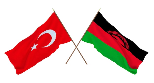 Achtergrond voor ontwerpers illustratoren Nationale Onafhankelijkheidsdag Vlaggen Turkije en Malawi