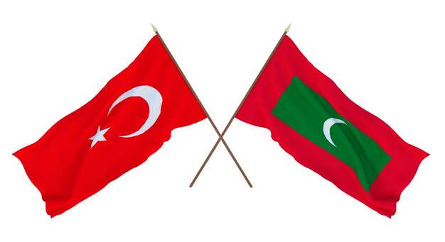 Achtergrond voor ontwerpers illustratoren Nationale Onafhankelijkheidsdag Vlaggen Turkije en Maldiven