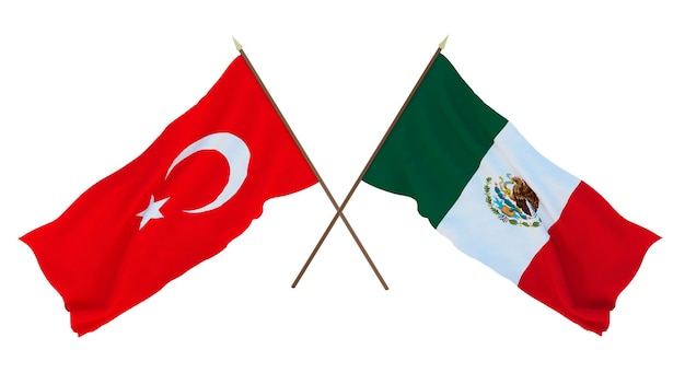 Achtergrond voor ontwerpers illustratoren Nationale Onafhankelijkheidsdag Vlaggen Turkije en Mexico