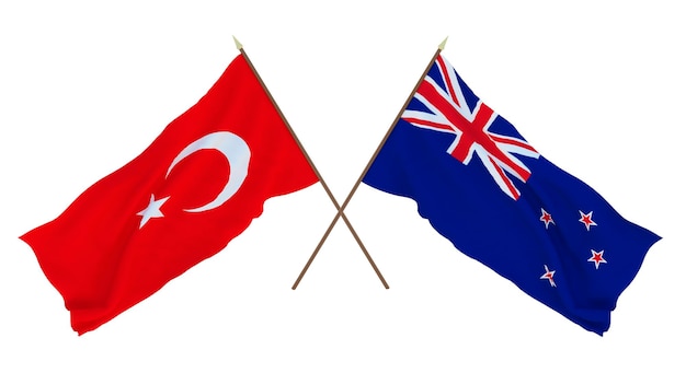 Achtergrond voor ontwerpers illustratoren Nationale Onafhankelijkheidsdag Vlaggen Turkije en Nieuw-Zeeland