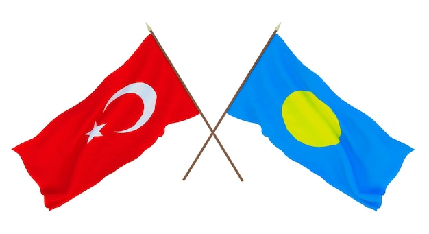 Achtergrond voor ontwerpers illustratoren Nationale Onafhankelijkheidsdag Vlaggen Turkije en Palau