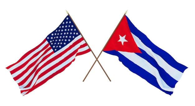 Achtergrond voor ontwerpers, illustratoren Nationale onafhankelijkheidsdag Vlaggen van de Verenigde Staten van Amerika, de VS en Cuba