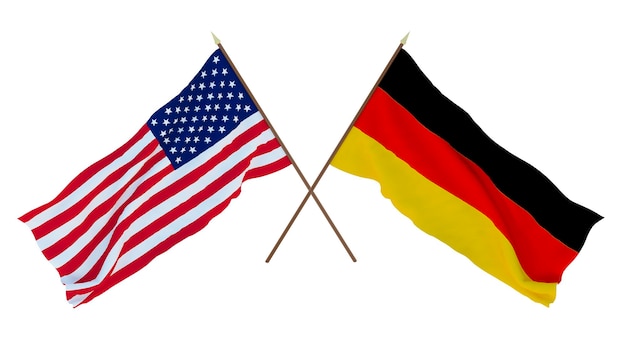 Achtergrond voor ontwerpers, illustratoren Nationale onafhankelijkheidsdag Vlaggen van de Verenigde Staten van Amerika, de VS en Duitsland