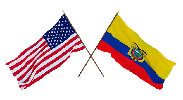 Achtergrond voor ontwerpers, illustratoren Nationale onafhankelijkheidsdag Vlaggen van de Verenigde Staten van Amerika, de VS en Ecuador