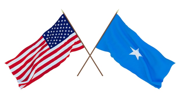 Achtergrond voor ontwerpers, illustratoren Nationale onafhankelijkheidsdag Vlaggen van de Verenigde Staten van Amerika, VS en Somalië