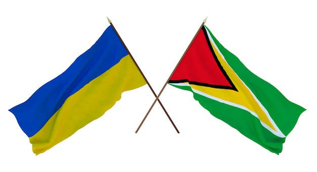 Achtergrond voor ontwerpers illustratoren Nationale Onafhankelijkheidsdag Vlaggen van Oekraïne en Guyana