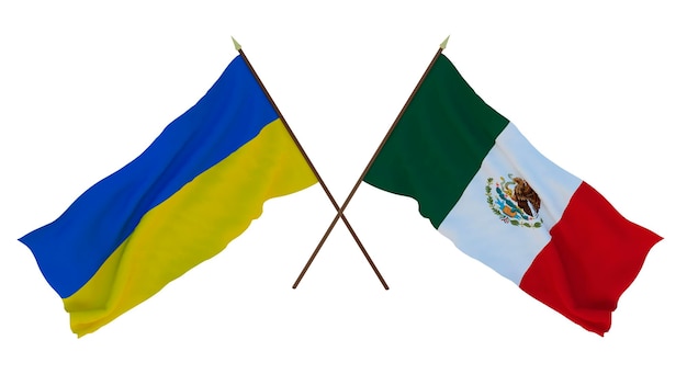 Achtergrond voor ontwerpers, illustratoren Nationale onafhankelijkheidsdag Vlaggen van Oekraïne en Mexico