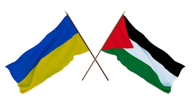 Achtergrond voor ontwerpers illustratoren Nationale Onafhankelijkheidsdag Vlaggen van Oekraïne en Palestina