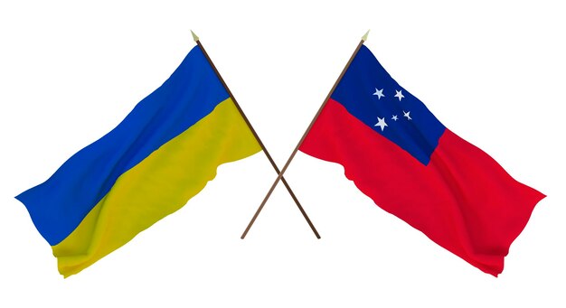 Achtergrond voor ontwerpers illustratoren Nationale Onafhankelijkheidsdag Vlaggen van Oekraïne en Samoa