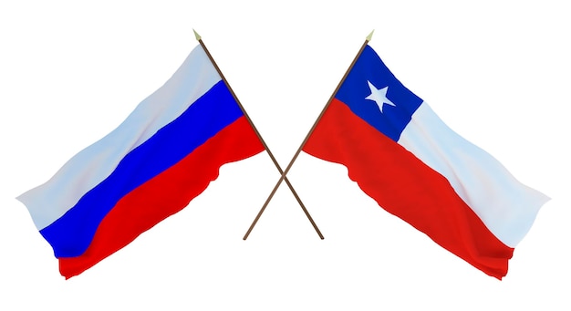 Achtergrond voor ontwerpers, illustratoren Nationale onafhankelijkheidsdag Vlaggen van Rusland en Chili