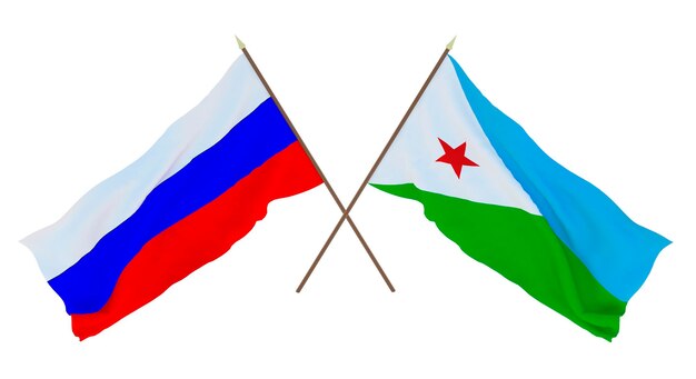 Achtergrond voor ontwerpers illustratoren Nationale Onafhankelijkheidsdag Vlaggen van Rusland en Djibouti