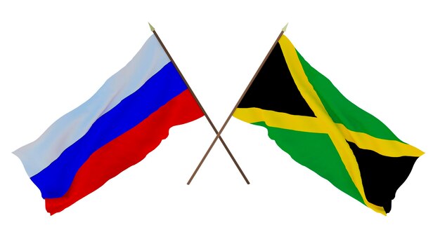 Achtergrond voor ontwerpers, illustratoren Nationale onafhankelijkheidsdag Vlaggen van Rusland en Jamaica