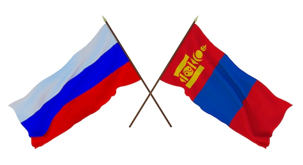 Achtergrond voor ontwerpers, illustratoren Nationale onafhankelijkheidsdag Vlaggen van Rusland en Mongolië