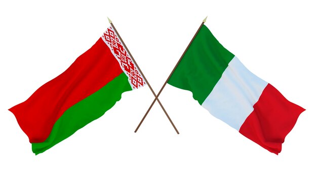 Achtergrond voor ontwerpers illustratoren Nationale Onafhankelijkheidsdag Vlaggen Wit-Rusland en Italië