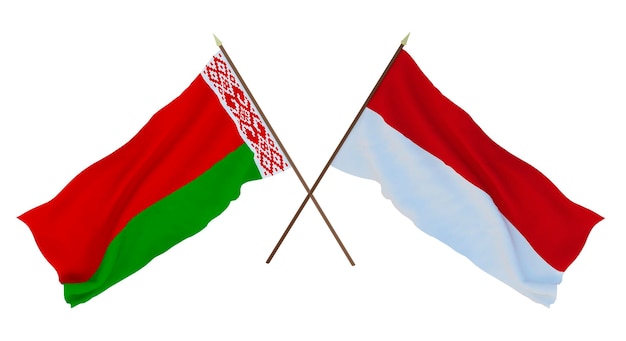 Achtergrond voor ontwerpers illustratoren Nationale Onafhankelijkheidsdag Vlaggen Wit-Rusland en Monako