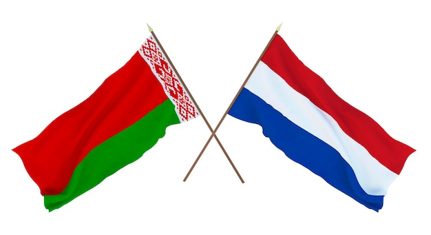 Achtergrond voor ontwerpers illustratoren Nationale Onafhankelijkheidsdag Vlaggen Wit-Rusland en Nederland
