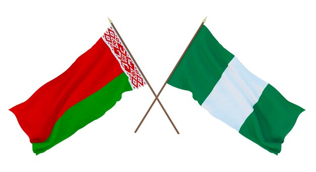 Achtergrond voor ontwerpers illustratoren Nationale Onafhankelijkheidsdag Vlaggen Wit-Rusland en Nigeria