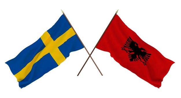 Achtergrond voor ontwerpers illustratoren Nationale Onafhankelijkheidsdag Vlaggen Zweden en Albanië