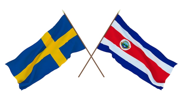 Achtergrond voor ontwerpers illustratoren Nationale Onafhankelijkheidsdag Vlaggen Zweden en Costa Rica