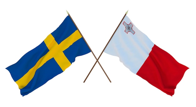 Achtergrond voor ontwerpers illustratoren Nationale Onafhankelijkheidsdag Vlaggen Zweden en Malta