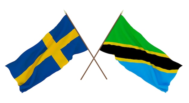 Achtergrond voor ontwerpers illustratoren Nationale Onafhankelijkheidsdag Vlaggen Zweden en Tanzania