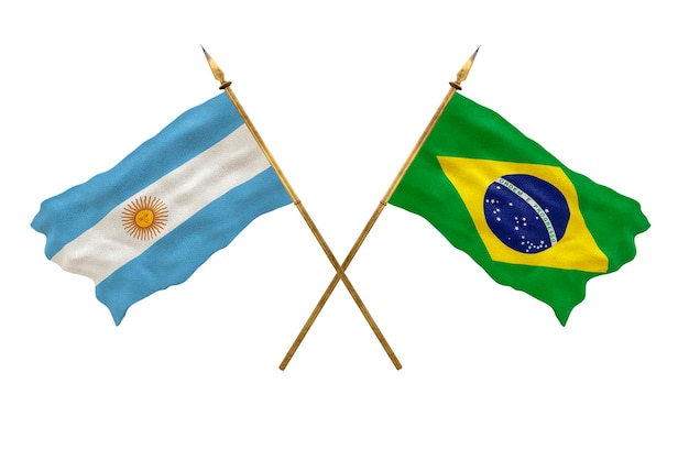 Achtergrond voor ontwerpers Nationale feestdag 3D-model Nationale vlaggen Argentinië en Brazilië