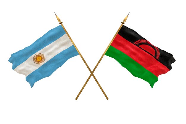 Achtergrond voor ontwerpers Nationale feestdag 3D-model Nationale vlaggen Argentinië en Malawi