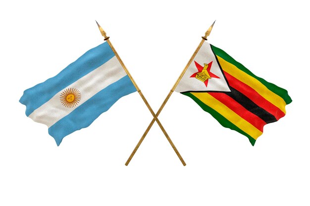 Achtergrond voor ontwerpers Nationale feestdag 3D-model Nationale vlaggen Argentinië en Zimbabwe