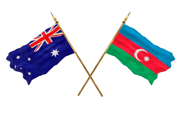 Achtergrond voor ontwerpers Nationale feestdag 3D-model Nationale vlaggen Australië en Azerbeidzjan