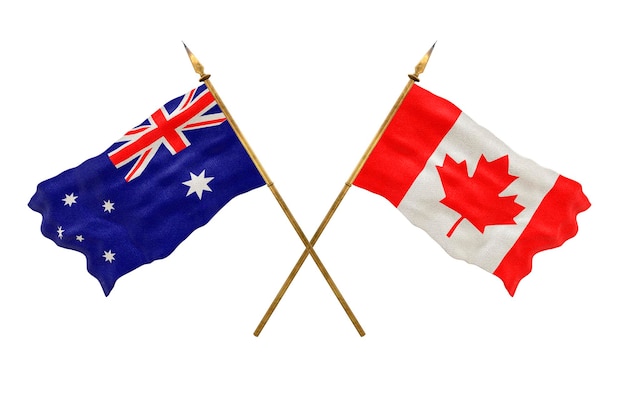 Achtergrond voor ontwerpers Nationale feestdag 3D-model Nationale vlaggen Australië en Canada