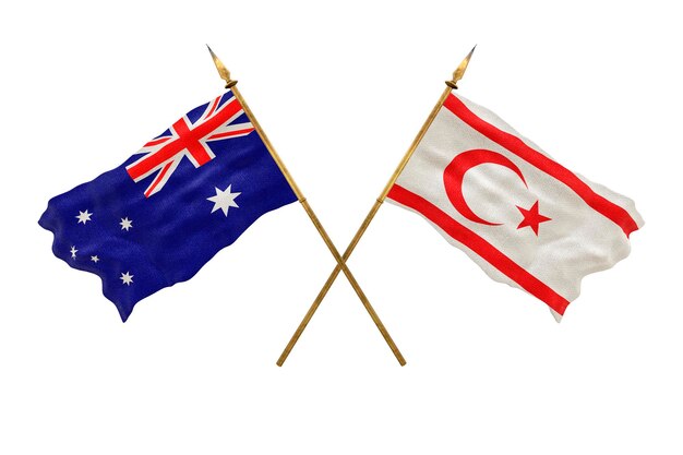 Achtergrond voor ontwerpers Nationale feestdag 3D-model Nationale vlaggen Australië en de Turkse Republiek Noord-Cyprus