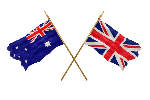 Achtergrond voor ontwerpers Nationale feestdag 3D-model Nationale vlaggen Australië en het Verenigd Koninkrijk