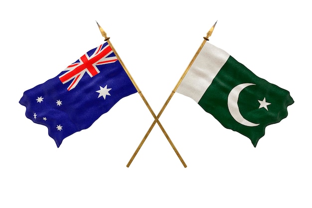 Achtergrond voor ontwerpers Nationale feestdag 3D-model Nationale vlaggen Australië en Pakistan