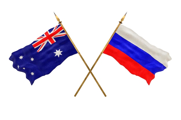 Achtergrond voor ontwerpers Nationale feestdag 3D-model Nationale vlaggen Australië en Rusland