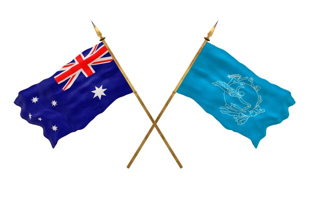 Achtergrond voor ontwerpers Nationale feestdag 3D-model Nationale vlaggen Australië en UPU