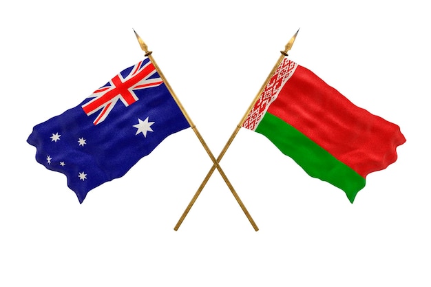 Achtergrond voor ontwerpers Nationale feestdag 3D-model Nationale vlaggen Australië en Wit-Rusland